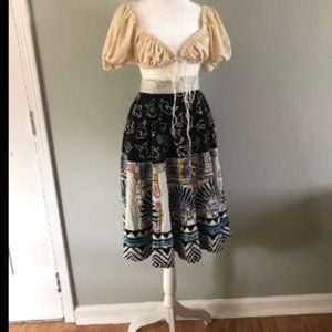 Vintage 1950s Mexican Hand Painted Circle Skirt